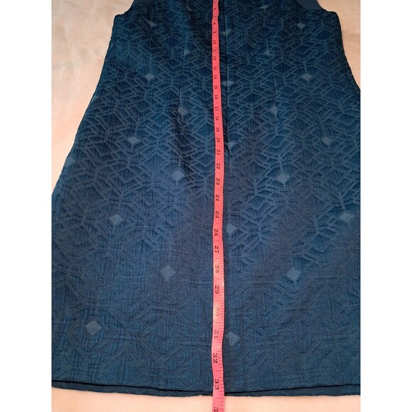J.Crew Jacquard Sleeveless Zip-Pocket Shift Mini Dress Peacock Blue B9431 Size S - Picture 9 of 11